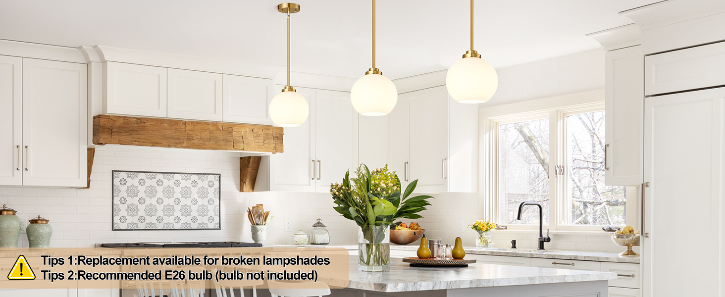 gold pendant light with milk globe glass