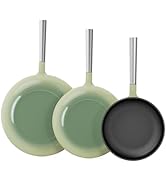 KOKHUB Non Toxic Frying Pan Set 3 Piece, Titanium Enameled Cast Iron Skillets, 8