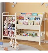 CYXPHION B2 Kids Bookshelf and Toy Storage, 3-Tier Book Shelf for Kids Rooms, Sling Toddler Book ...