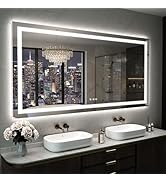 SHUAFA 28X36 Inch LED Bathroom Mirror with Lights, Frontlit+ Backlit Bathroom Vanity Mirror for W...