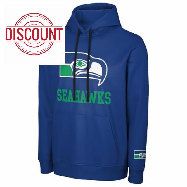 FOCO NFL Men's Official Throwback Retro Primary Logo Wordmark Polyester Pullover Hoodie Sweatshi