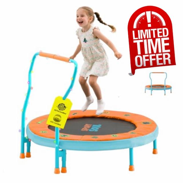 SPORTSOUL Mini Trampoline for Kids 3-6 with Super Safe Foam Handle Bar