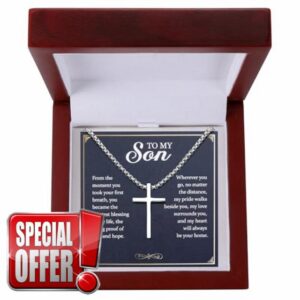 TEN MIRO S925 Sterling Silver Cross Necklace for Men Solid Sterling Silver Cross Pendant Necklace Boys Mens Cross Necklace Jewelry Gifts with Box & Card Birthday Anniversary Christmas Father's Day