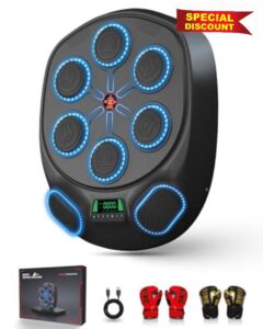New Smart Music Boxing Machine & Interactive Punching Trainer | 8-Target with LED Rhythm Lights & Wall Mount | Home Workout & Fun for Adults/Kids
