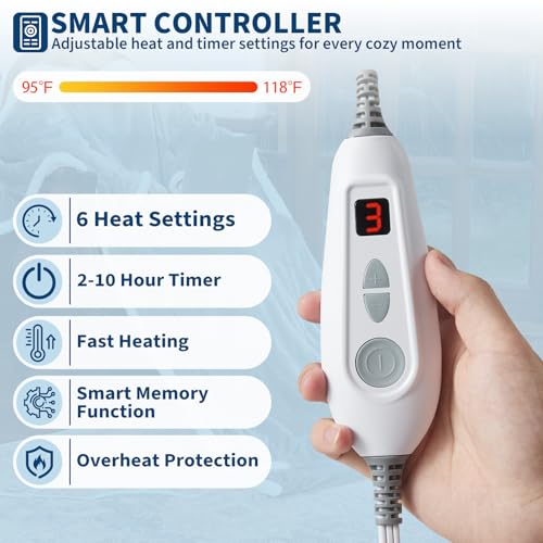 6 Heat Settings & 2–10 H Auto Shut-Off