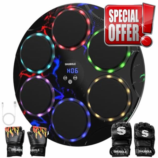 Music Boxing Machine with Gloves - Wall Mounted Punching Trainer for Adults & Kids