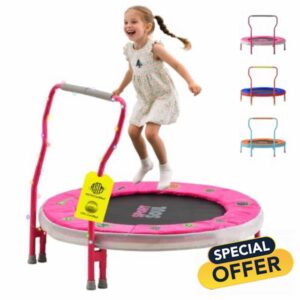 SPORTSOUL Mini Trampoline for Kids 3-6 with Super Safe Foam Handle Bar