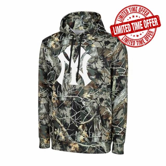 FOCO MLB Men's Official Hunter Camo Primary Logo Performance Pullover Hoodie Sweatshi