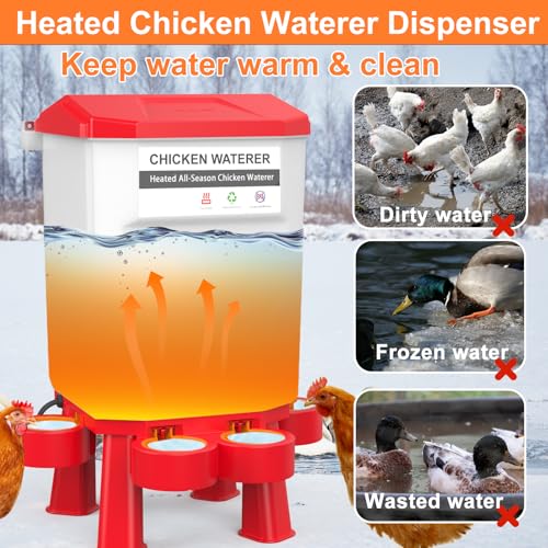 Poultry Water Heater for Chicken Goose Duck - Red