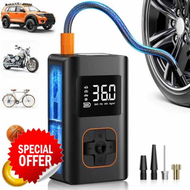 Tire Inflator Portable Air Compressor - 150 PSI Mini Portable Air Pump for Car Tires