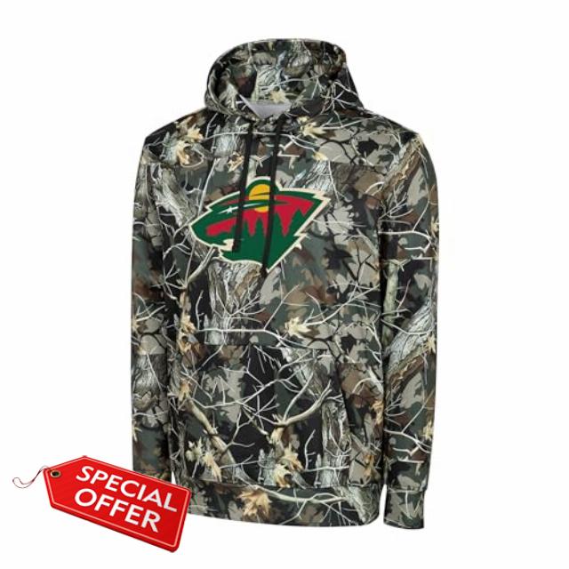 FOCO NHL Men's Official Hunter Camo Primary Logo Performance Pullover Hoodie Sweatshi