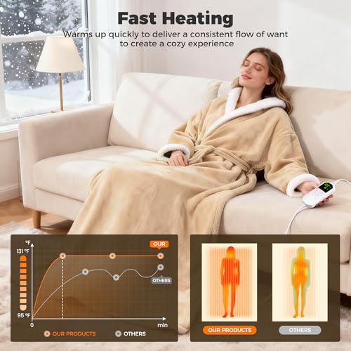 Cozy Flannel Heated Throw Blanket for Home