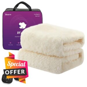 Bwarm Multi-Zone Heated Mattress Pad King Wool Electic Mattress Pad