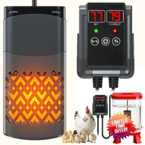 PTC Chicken Water Heater for Winter with Waterproof Thermostat Chicken Waterer Heater with LCD Display