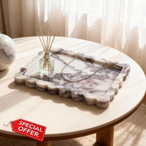 Genuine Calacatta Viola Scalloped Marble Tray