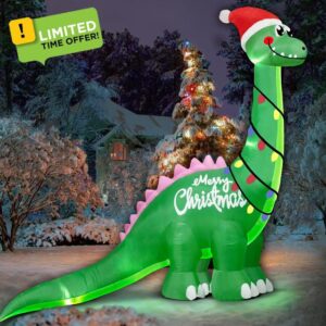 SIKADEER 10FT Giant Christmas Inflatable Dinosaur Decorations