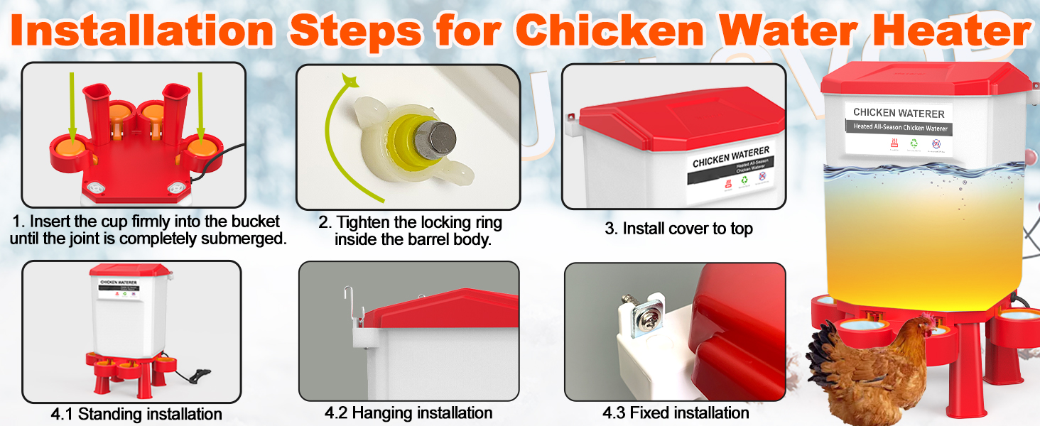 Winter Water Heater with Leg Base for Chickens Poultry Water Heater