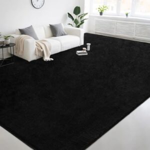 6x9 Feet Black Ultra Soft Thickened Memory-Foam Indoor Rug
