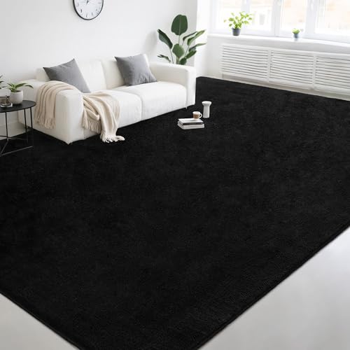 6x9 Feet Black Ultra Soft Thickened Memory-Foam Indoor Rug