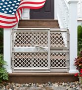 wooden gate in white doorway