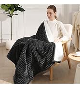 Zorvixia Heated Blanket Electric Throw,Striped Flannel & Sherpa Heated Throw Blanket with 5 Heat ...