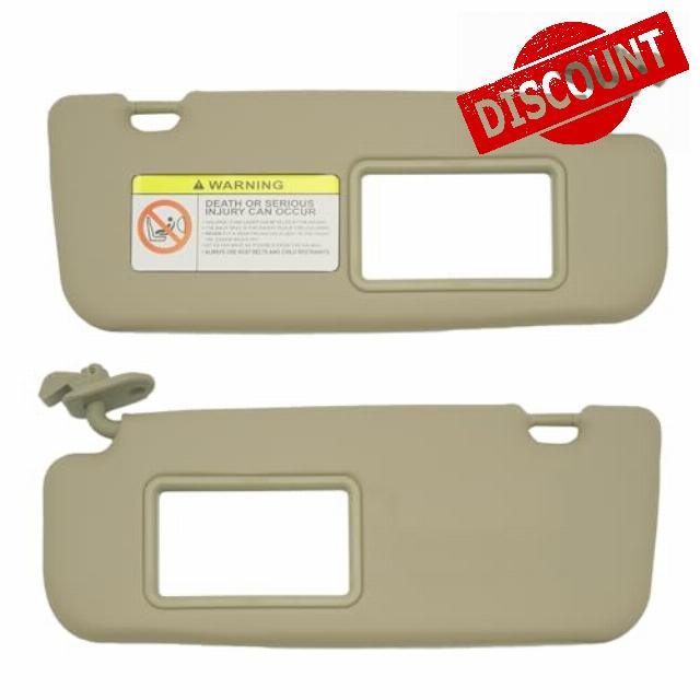 Left Driver & Right Passenger Side Sun Visor with Makeup Mirror for Hyundai Accent 1E 2013 2012 2011 2014 2015 for Hyundai Accent Sun Visor Beige OE: 85210-1R000 85220-1R000 -a Pai