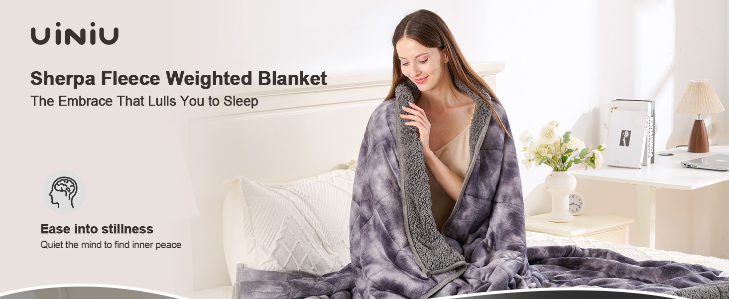 UNINU Sherpa Fleece Weighted Blanket for adults