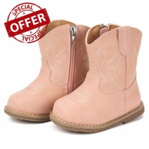 Newsonet Baby Cowboy Cowgirl Boots Infant Western Boots Toddler Boys Girls Round Toe Riding Mid Calf Boots All Seasons for 6 9 12 18 24 Months