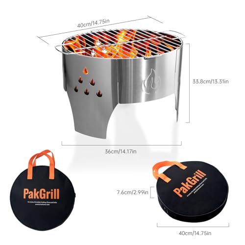 Stainless Steel Heavy Duty Firepit Cooker with Carry Bag for Outdoor Cooking