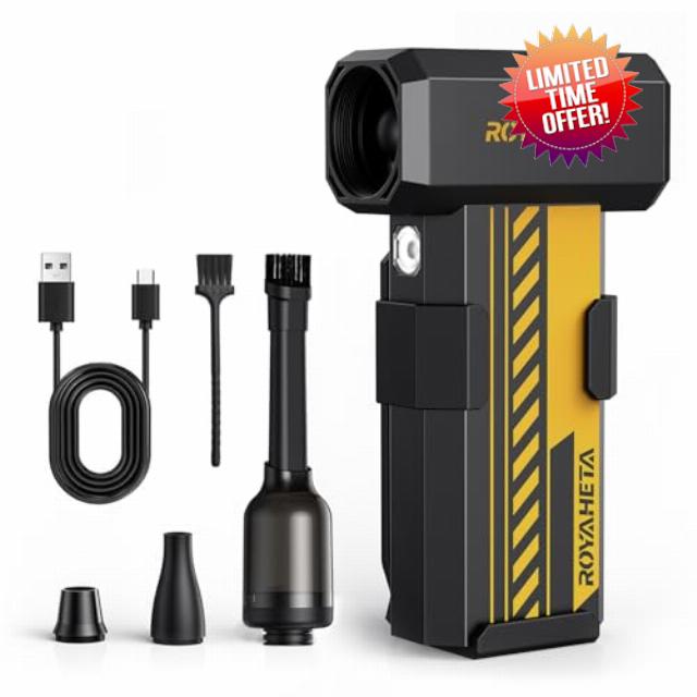 Electric Compressed Air Duster Cordless: 130000RPM Air Blower with LED