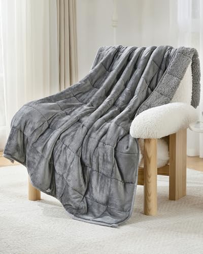 Plush Sherpa Fleece Reversible Weighted Throw Comfort for Relaxation & Cozy Evenings