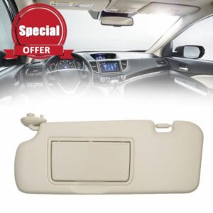 Dasbecan Sun Visor Compatible with 2012-2016 Honda CR-V Left Driver Side Sunshade with Makeup Mirror Replace# 83280-T0A-H11ZA(Beige)