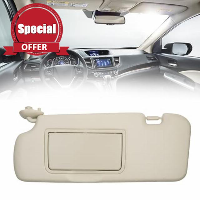 Dasbecan Sun Visor Compatible with 2012-2016 Honda CR-V Left Driver Side Sunshade with Makeup Mirror Replace# 83280-T0A-H11ZA(Beige)