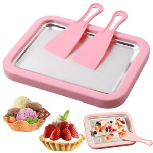 At-Home Rolled Ice Cream Maker Kit Instant Freeze Plate with 2 Scrapers