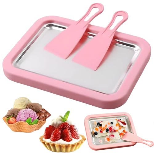 At-Home Rolled Ice Cream Maker Kit Instant Freeze Plate with 2 Scrapers