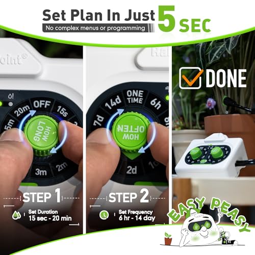 Battery Powered Outdoor IP54 Waterproof Drip Irrigation System Device Kit Beginner-Friendly Water 10-15 Plants