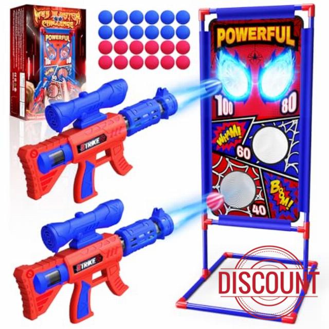 Shooting Toy Set with Hero-Style Target & 2 Cool Air Pump Launcher