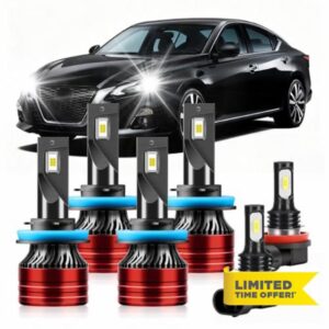 Light Bulbs Compatible for 2007-2018 Nissan Altima H9 High Beam H11 Low Beam H11 Fog Lights Combo Pack 800% Brightness with Cooling Fan Plug N Play Pack of 6