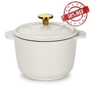 CAROTE 2QT Enameled Cast Iron Dutch Oven Pot with Lid
