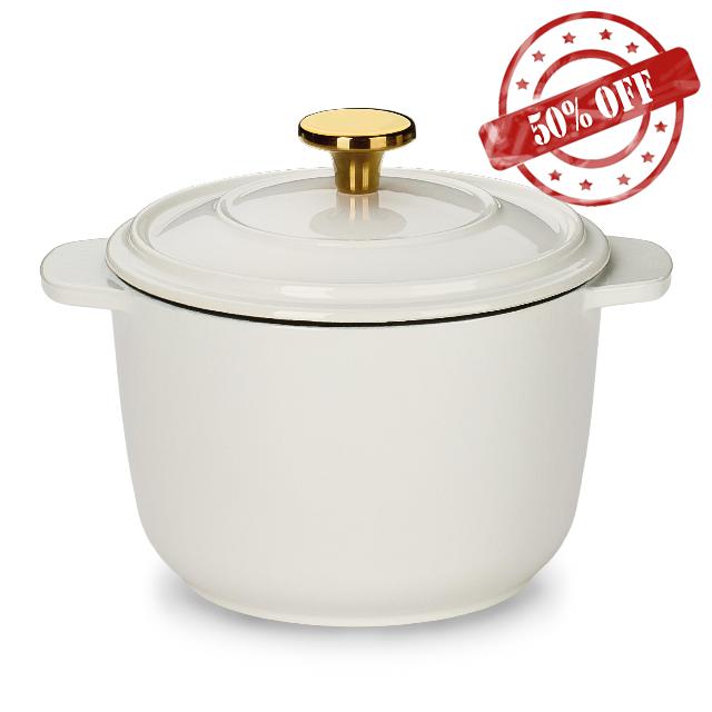 CAROTE 2QT Enameled Cast Iron Dutch Oven Pot with Lid