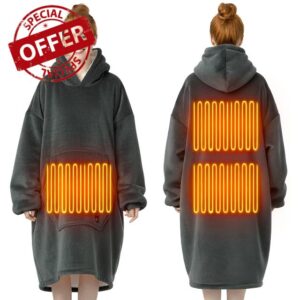 Dark Grey Wearable Heated Blanket Hoodie