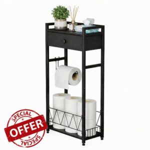 Freestanding Toilet Paper Holder Stand with Storage Drawer