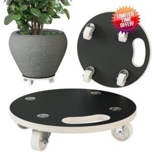 Bamworld Plant Caddy with Wheels 15 Inch Heavy Duty Rolling Plant Stand for Large Potted Plants 550 lbs Capacity Plant Dolly with Wheels Plant Rollers Base for Indoor Outdoor Large Planter Flower Po