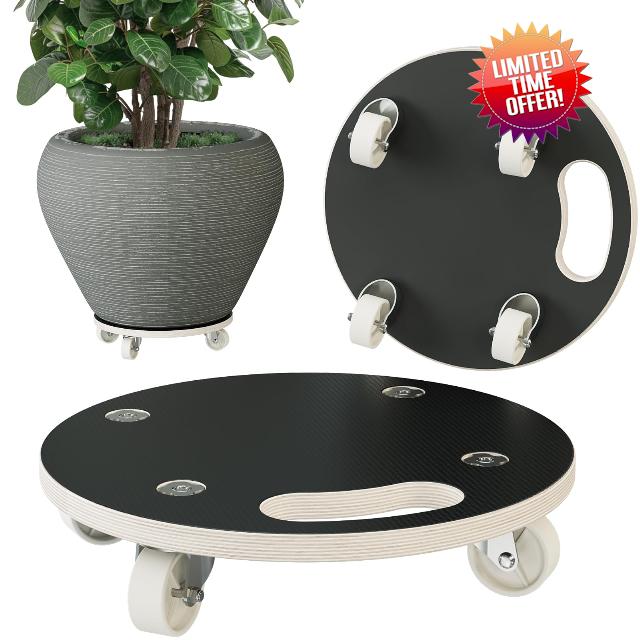 Bamworld Plant Caddy with Wheels 15 Inch Heavy Duty Rolling Plant Stand for Large Potted Plants 550 lbs Capacity Plant Dolly with Wheels Plant Rollers Base for Indoor Outdoor Large Planter Flower Po