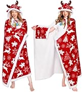 OLAOLA Wearable Blanket Hoodie with Zipper, Oversized Fleece Sherpa Fluffy Hooded Blanket