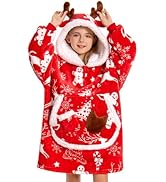OLAOLA Wearable Blanket Hoodie for Kids, Oversized Hooded Blanket Thick Sweatshirt with Pockets