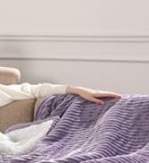 Zorvixia Heated Throw Blanket,Striped Flannel & Sherpa Electric Blanket Throw with 5 Heat Setting...