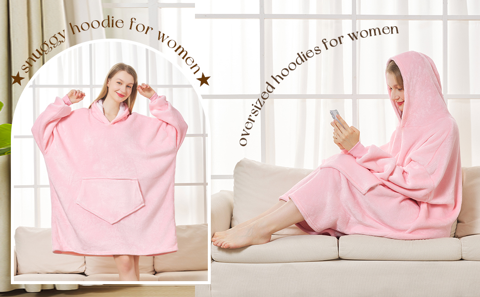 JFUJFU Wearable Blanket Sweatshirt for Women - Oversized Hoodie Pullover, Funny Gift