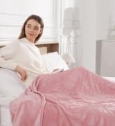 Electric Blanket Full Pink Heated Blanket 72x84 inch, Ultra Soft Flannel Sherpa Warming Blanket f...