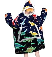 OLAOLA Wearable Blanket Hoodie for Kids, Oversized Hooded Blanket Thick Sweatshirt with Pockets